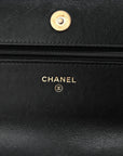 Lambskin Quilted CHNL 19 Wallet On Chain WOC Black