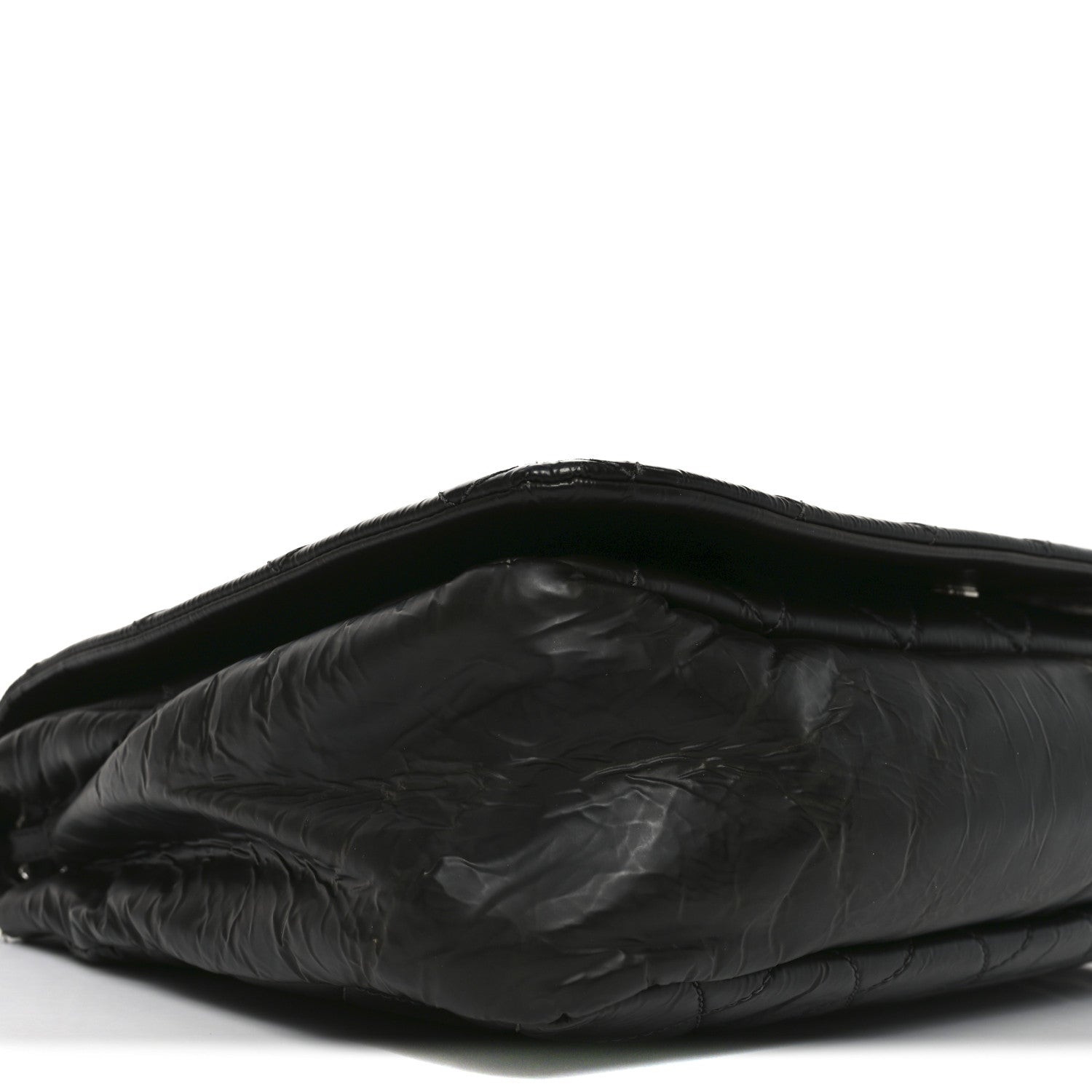 Glazed Calfskin Quilted CC XL Single Flap Black
