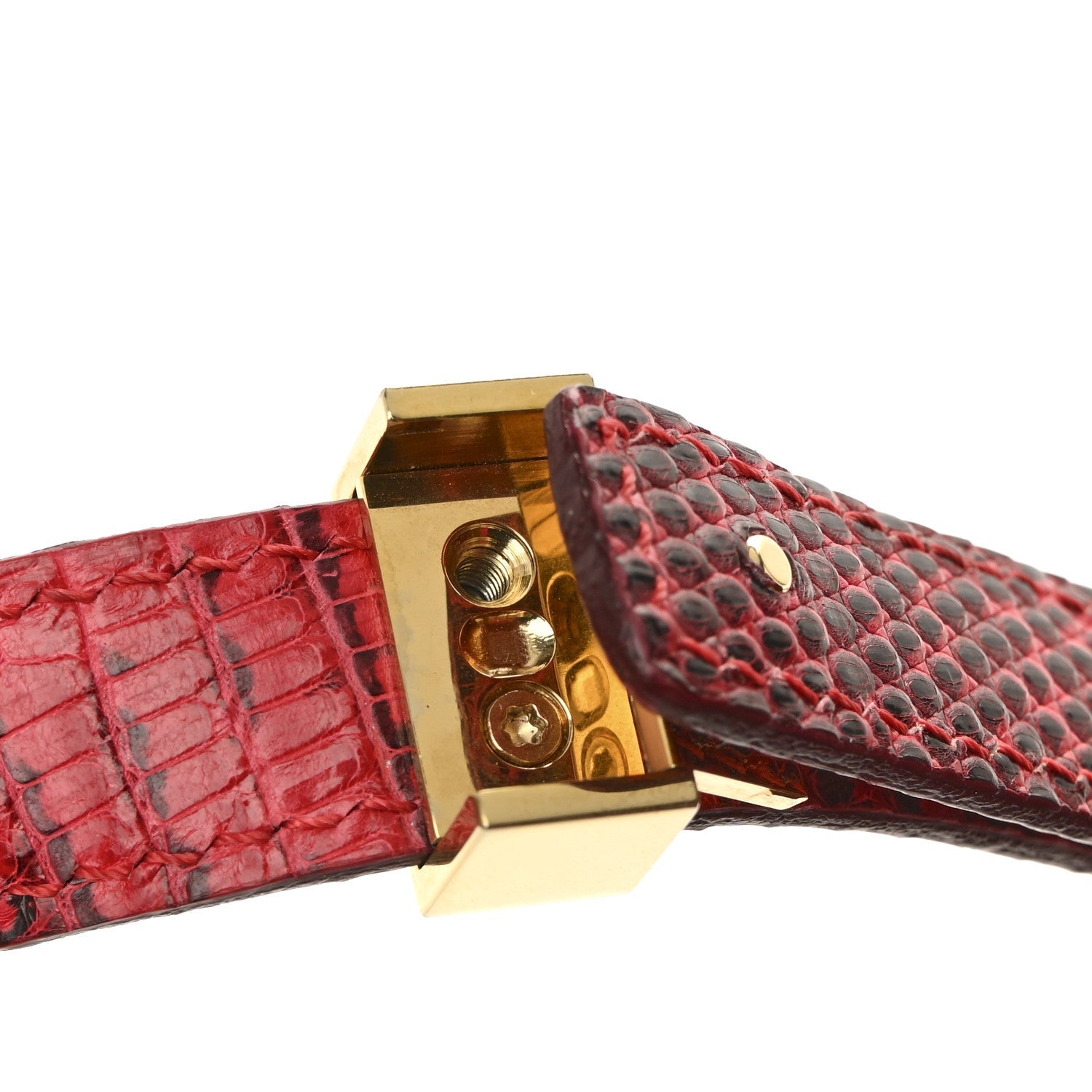 Lizard Medium Classic Box Flap Bag Ruby