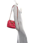 Goatskin Quilted Large CHNL 19 Flap Dark Pink