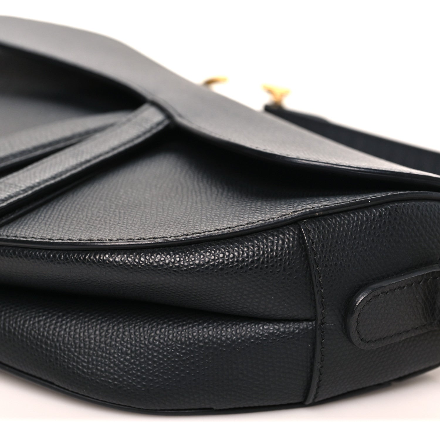 Grained Calfskin Saddle Bag Black