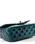 Shaded Patent Calfskin Quilted Mini Rectangular Flap Green Blue