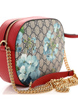 GG Supreme Monogram Blooms Small Chain Shoulder Bag Beige Blue Navy Hibiscus Red