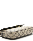GG Supreme Monogram Textured Dollar Calfskin Web Mini Ophidia Envelope Shoulder Bag Beige Ebony New Acero