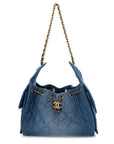 Washed Denim Quilted Small CHNL 25 Handbag Blue