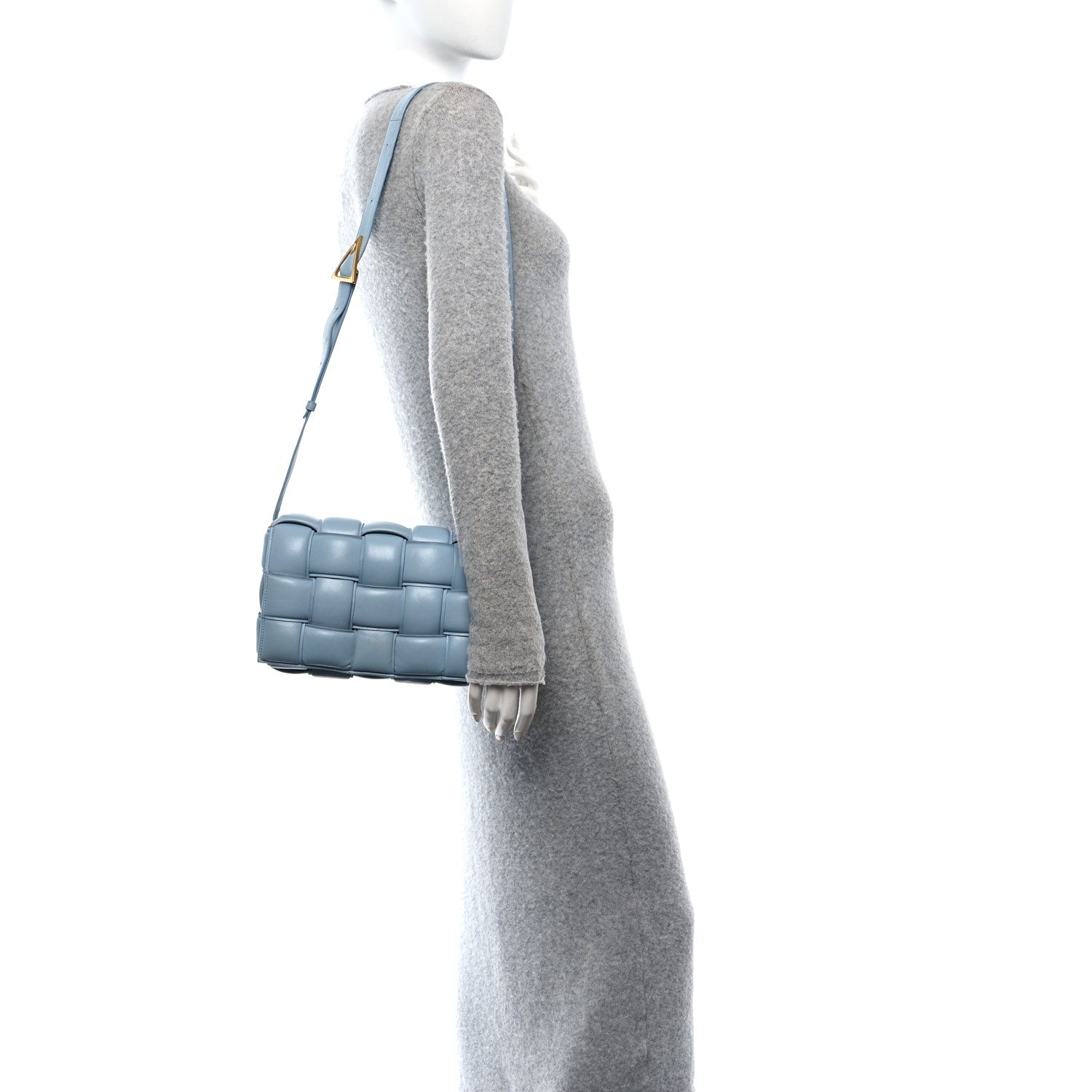 Nappa Maxi Intreccio Padded Cassette Crossbody Bag Ice