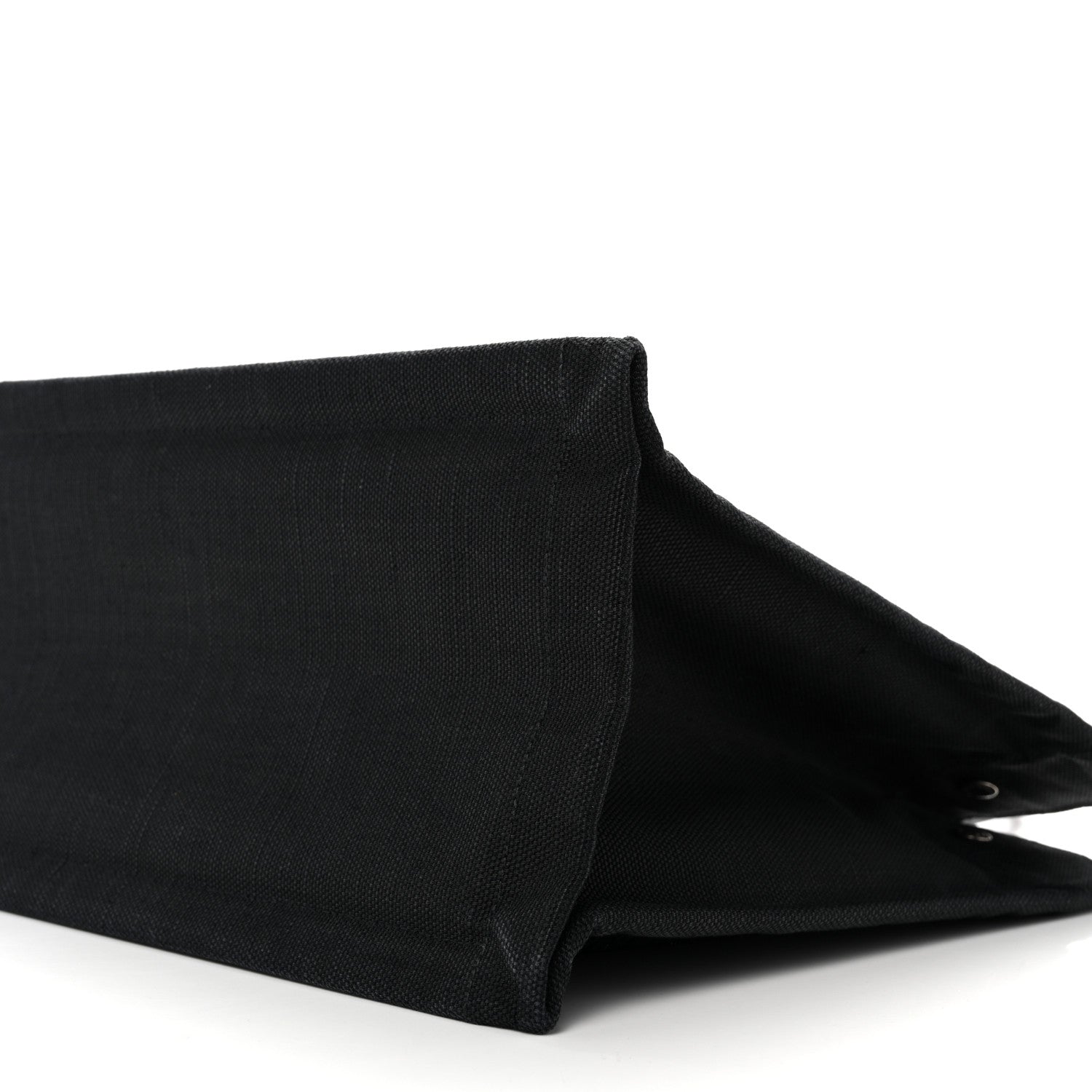 Raffia Linen Calfskin Small Rive Gauche Tote Black