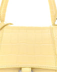 Calfskin Crocodile Embossed Small Hourglass Top Handle Bag Pale Yellow