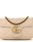 Calfskin Matelasse Super Mini GG Marmont Shoulder Bag White