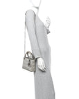 Metallic Lambskin Cannage Mini Lady D1OR Silver
