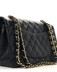 Caviar Quilted Medium Double Flap Black