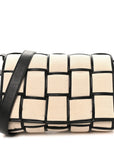 Canvas Intrecciato Padded Cassette Crossbody Bag Natural Black