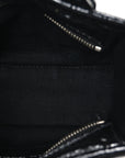 Shiny Crinkled Calfskin Mini The Tote Bag Black