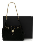 Suede Quilted Small CHNL 25 Handbag Black