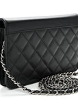 Grained Calfskin Quilted CC Box Wallet On Chain WOC Black