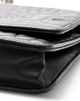 Lambskin Camellia Embossed Wallet On Chain WOC Black