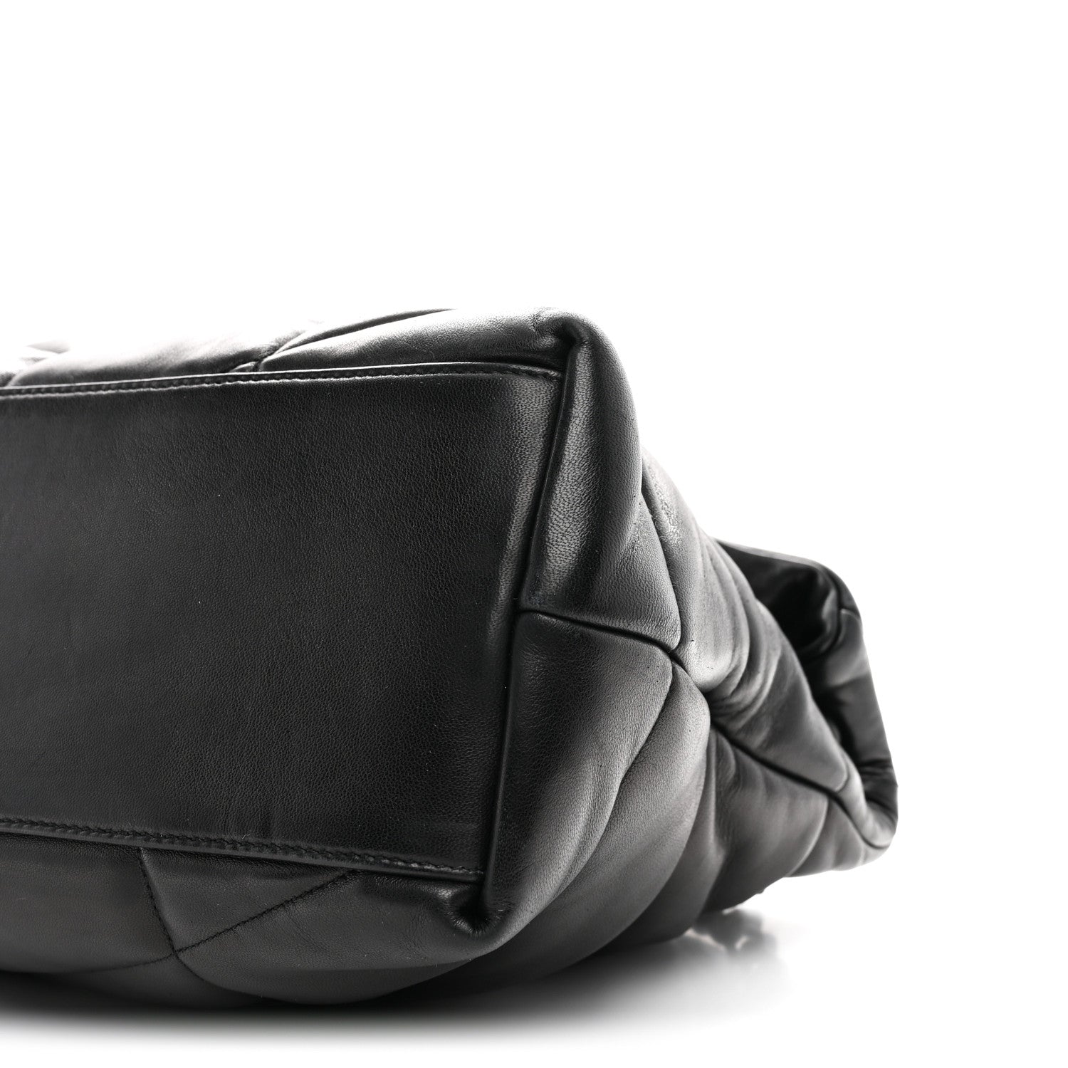 Lambskin Quilted Monogram Monochrome Medium Loulou Puffer Chain Satchel Black