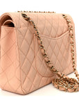 Caviar Quilted Medium Double Flap Light Pink