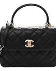 Lambskin Quilted Small Trendy CC Dual Handle Flap Bag Black