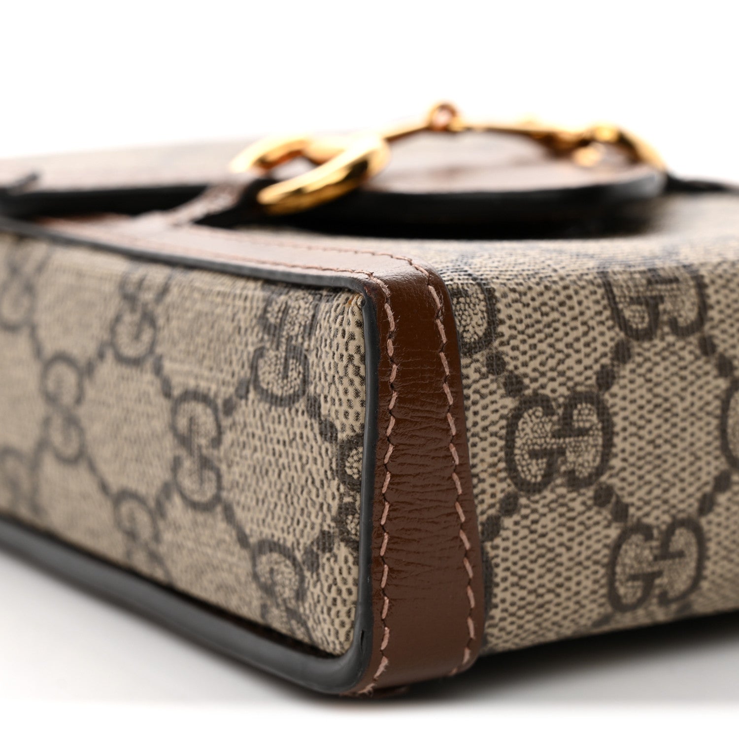 GG Supreme Monogram Mini Horsebit 1955 Crossbody Bag Beige Brown Sugar