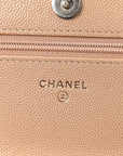 Caviar Quilted Crystal CC Wallet On Chain WOC Beige