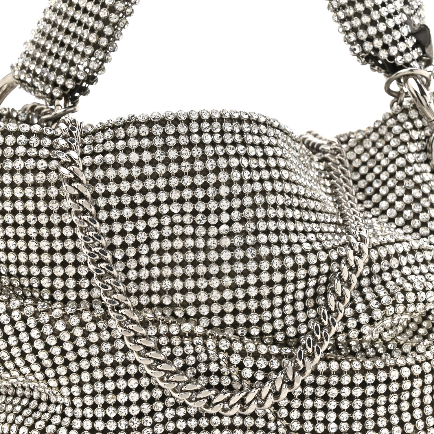 Satin Crystal Embellished Bonny Shoulder Bag Silver