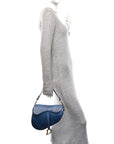 Calfskin Gradient Saddle Bag Indigo Blue