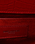 Calfskin Crocodile Embossed Medium Monogram Sunset Rouge Eros
