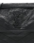 Crinkled Calfskin Matelasse Monogram Medium Niki Chain Satchel Black