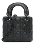 Ultra Matte Calfskin Cannage Mini Lady D1OR Black