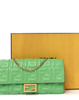 Nappa Matisse FF Embossed Continental Wallet On Chain Edamame