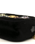Velvet Matelasse Crystal Star Embroidered Small GG Marmont Chain Shoulder Bag Black