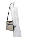 GG Supreme Monogram Flat Messenger Bag Beige Black New Acero