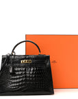 Shiny Alligator Kelly Sellier 32 Black