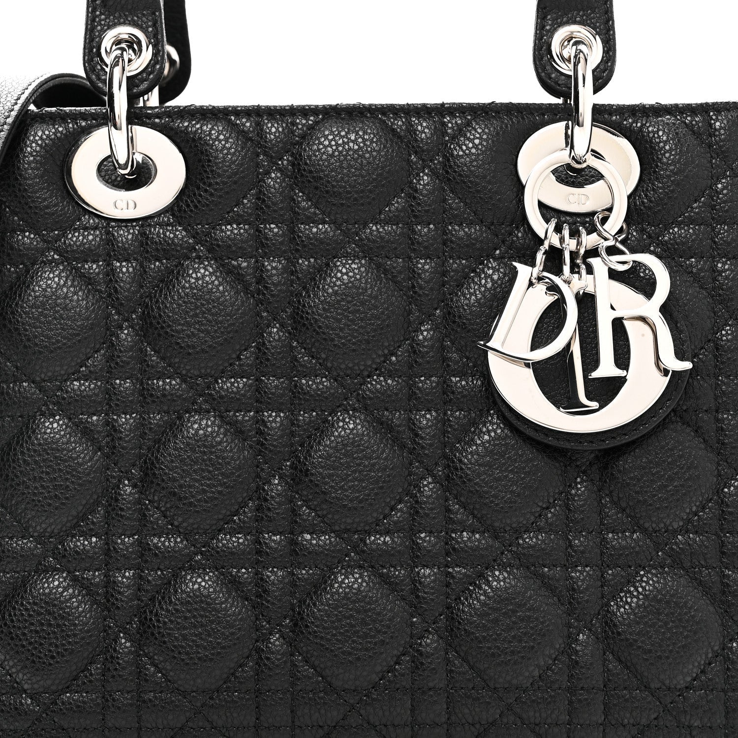 Grained Calfskin Cannage Medium Lady D1OR Black