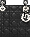 Grained Calfskin Cannage Medium Lady D1OR Black