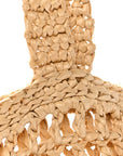 Yarn Raffia Effect Crochet Logo Embroidered Tote Bag Naturale