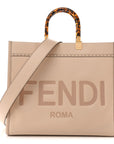 Vitello King Plexiglass Logo Embossed Medium FNDI Sunshine Shopper Tote Poudre