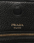Vitello Daino Pocket Shopping Tote Black