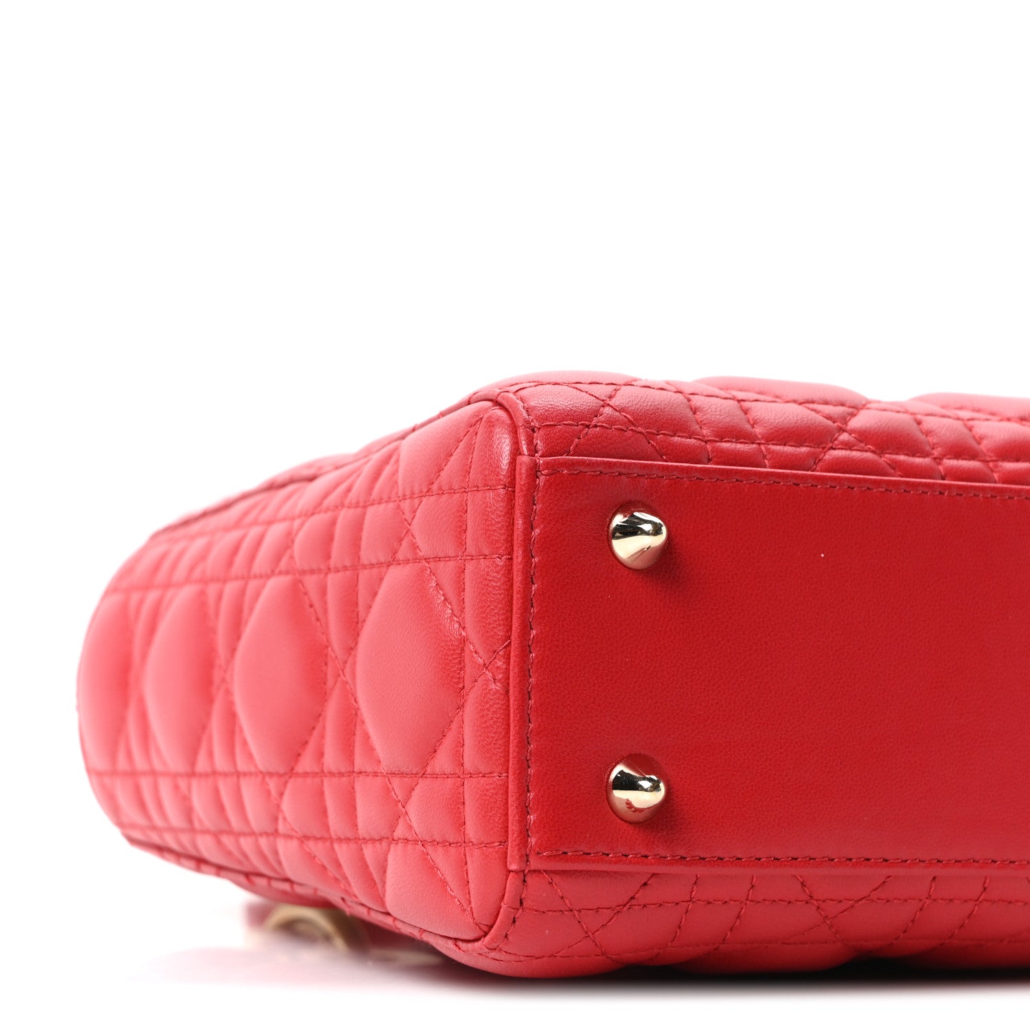 Lambskin Cannage Small Lucky Badges Lady D1OR Red