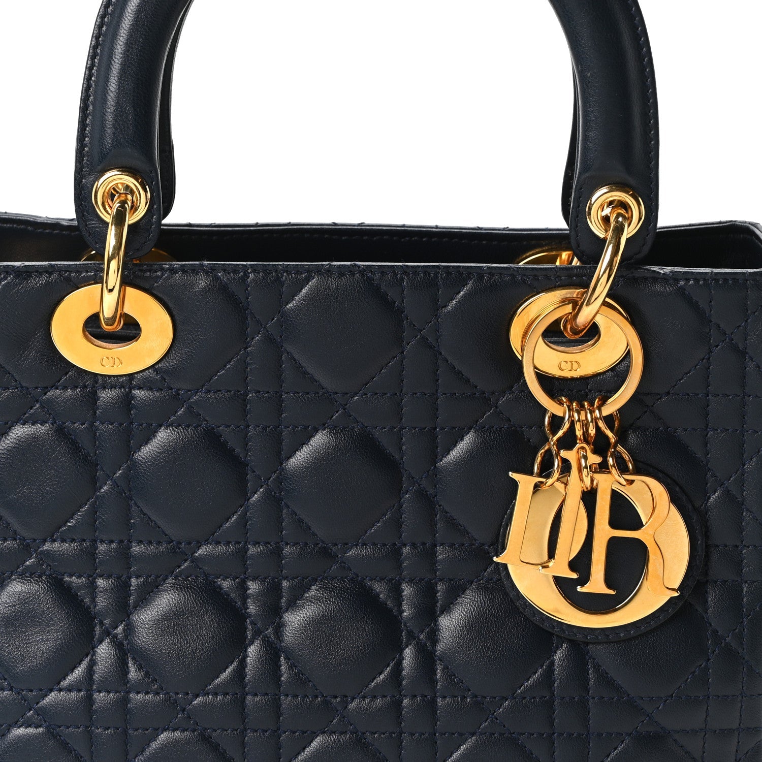 Lambskin Cannage Medium Lady D1OR Navy Blue