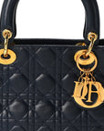 Lambskin Cannage Medium Lady D1OR Navy Blue