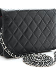 Calfskin Quilted Cambon Wallet on Chain WOC Black