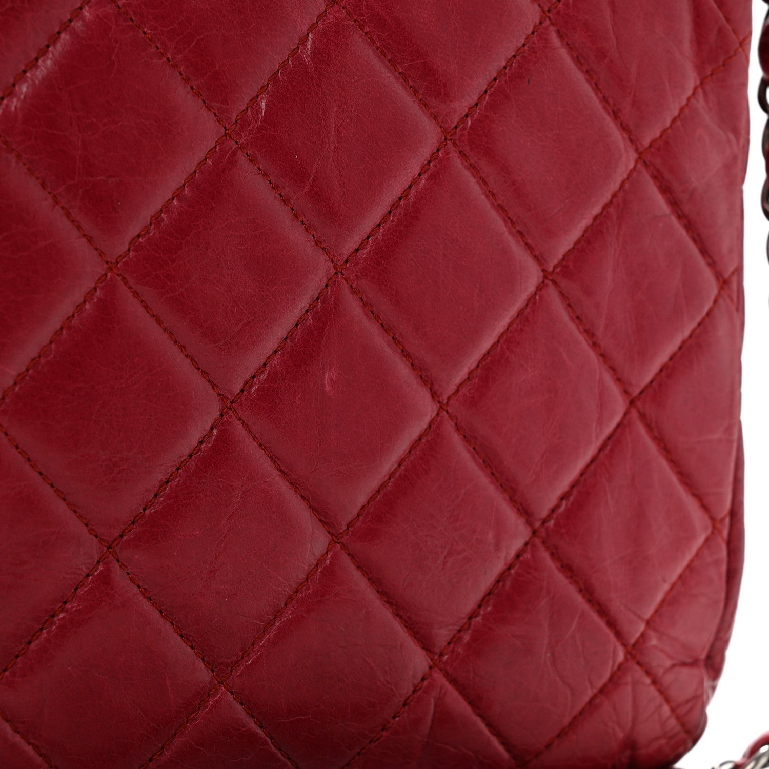 Glazed Calfskin Quilted Soft Boy Flap Red