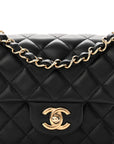 Lambskin Quilted Mini Rectangular Flap Black