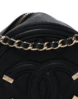 Caviar Quilted Round Filigree Crossbody Black