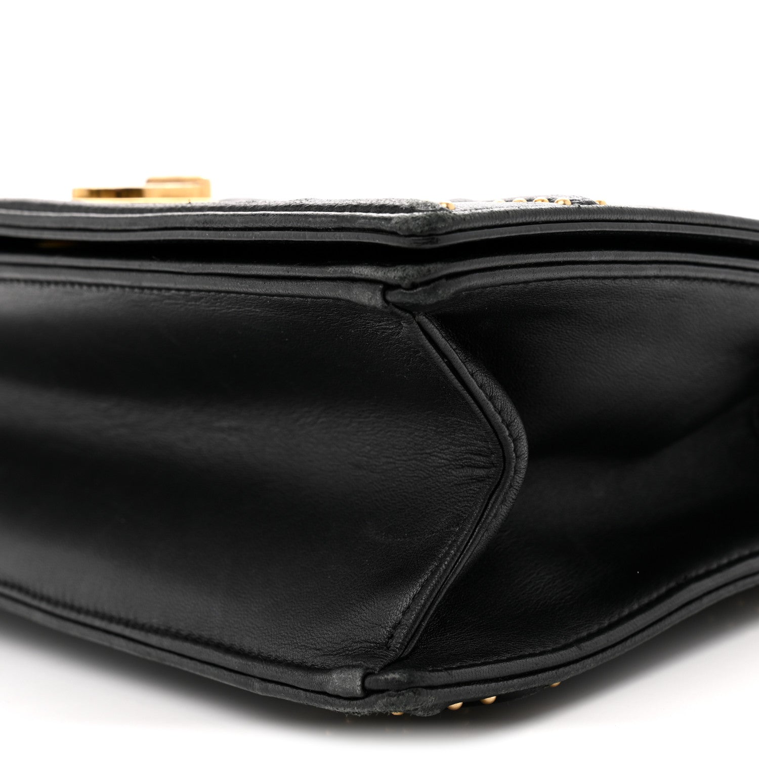 Lambskin Studded Medium D1ORama Flap Bag Black