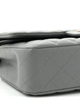 Caviar Quilted Medium Double Flap Grey