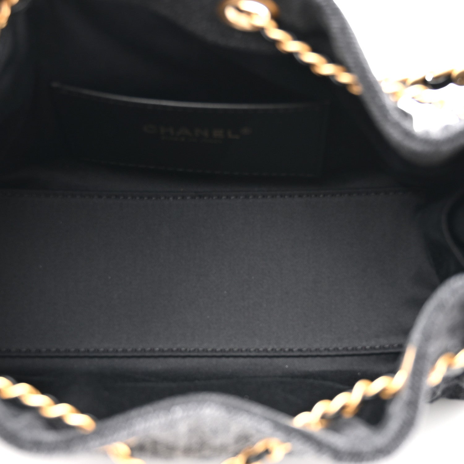 Washed Denim Quilted Mini CHNL 25 Handbag Black