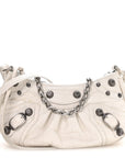 Extra Supple Calfskin Crocodile Embossed Le Cagole Mini Purse With Chain White